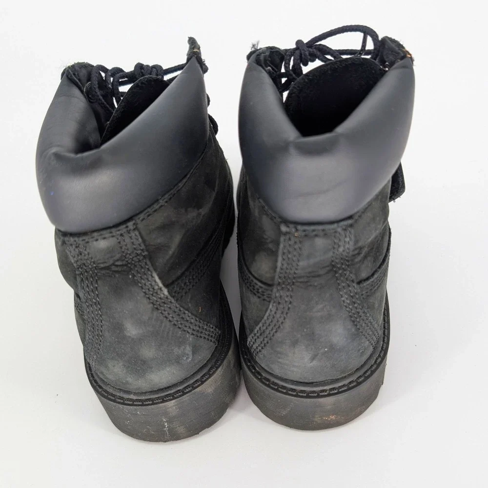 Timberland 6 Inch‎ Premium Waterproof Boot Boys 4 Black Nubuck 12907 Leather Lug
